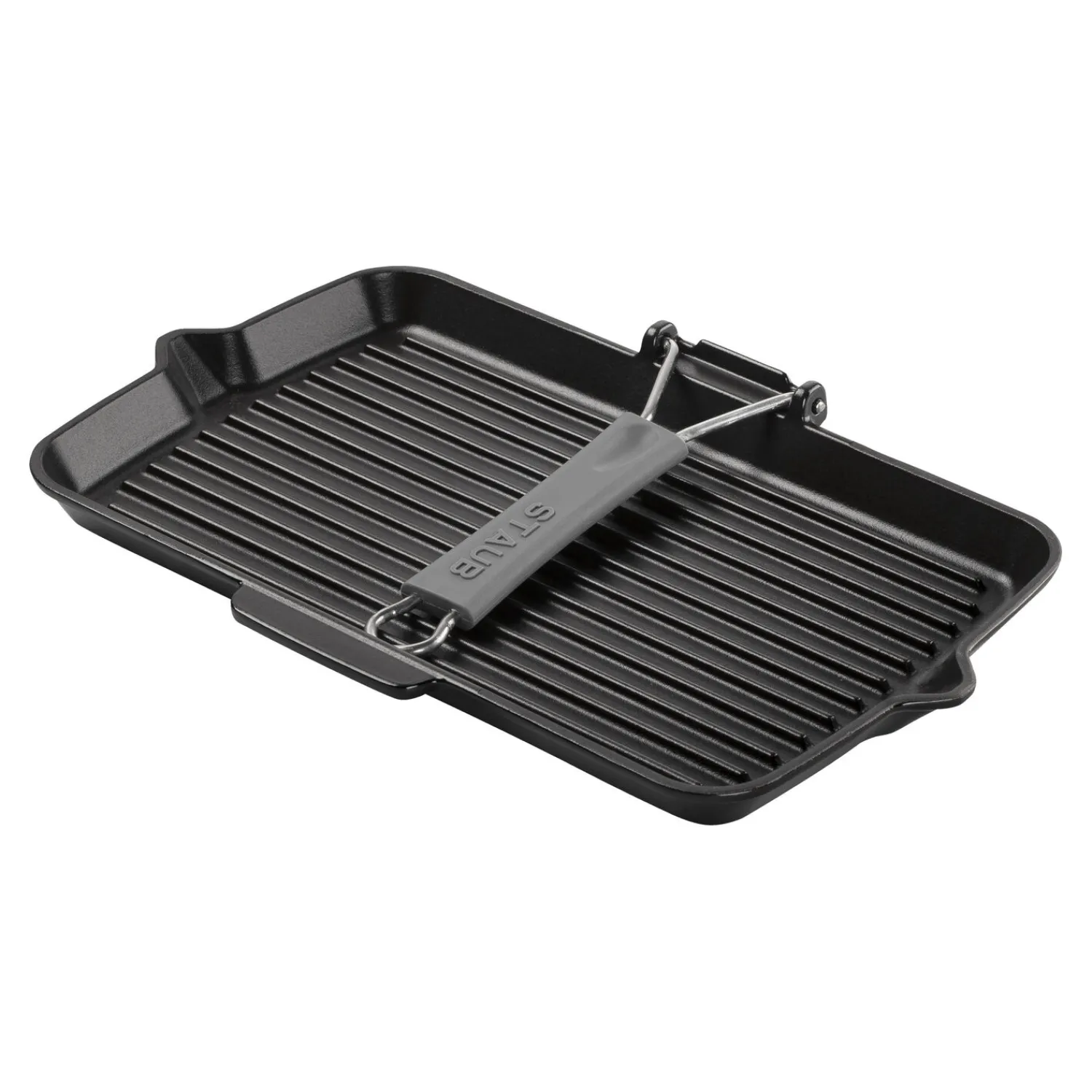 Staub Gril avec bec verseur 34 cm, Fonte, Noir mat Online