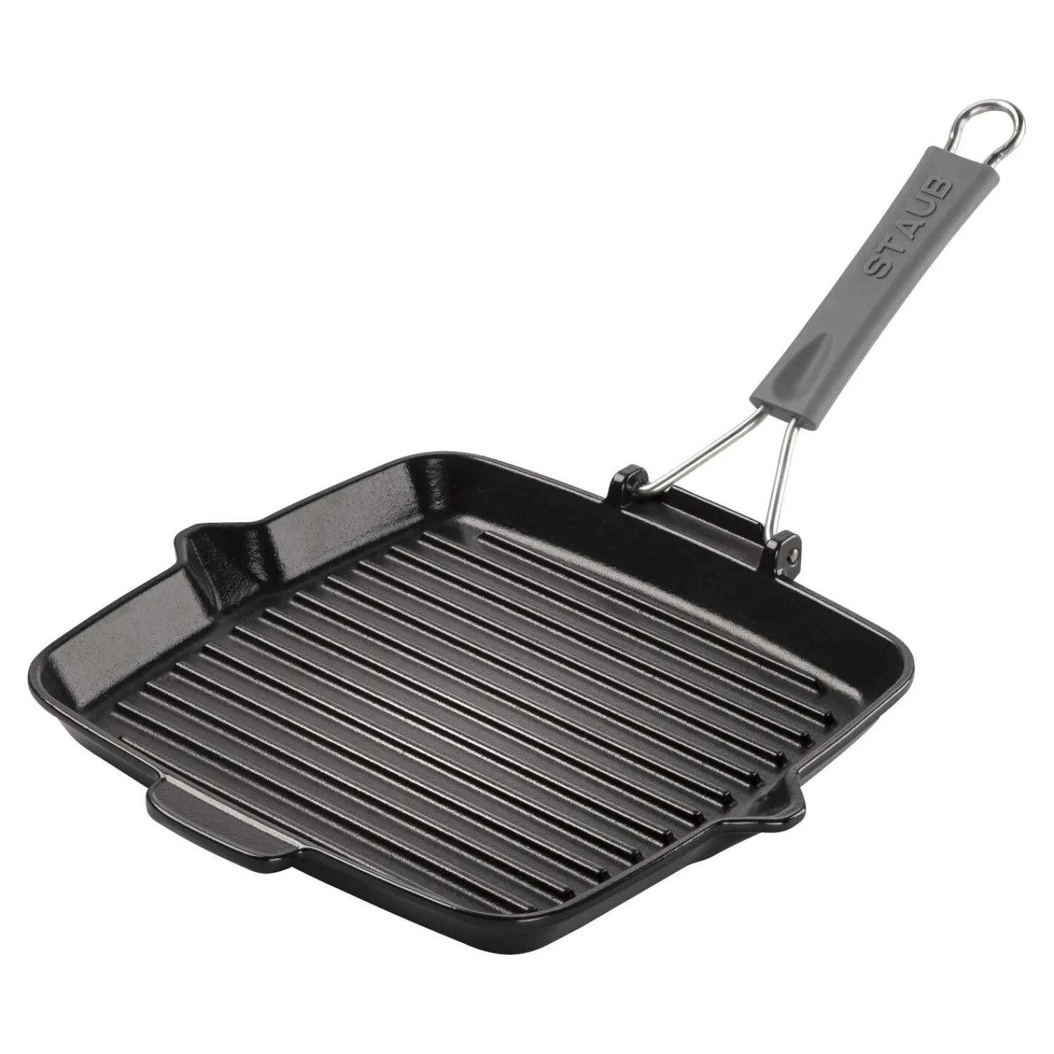Staub Gril avec bec verseur 24 cm, Fonte, Noir mat