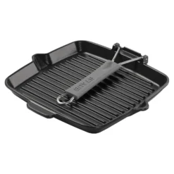 Staub Gril avec bec verseur 24 cm, Fonte, Noir mat