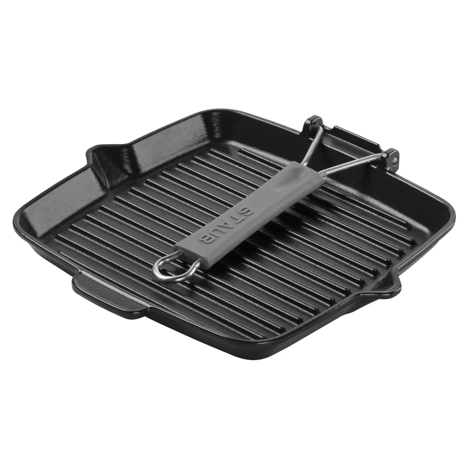 Staub Gril avec bec verseur 24 cm, Fonte, Noir mat