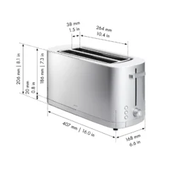 ZWILLING Grille-pain Grille permettant de réchauffer des petits-pains, 2 fentes tranches longues, Argent Sale