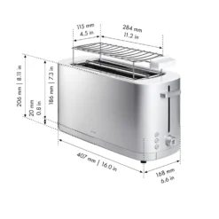 ZWILLING Grille-pain Grille permettant de réchauffer des petits-pains, 2 fentes tranches longues, Argent Sale