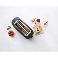 ZWILLING Grille-pain Grille permettant de réchauffer des petits-pains, 2 fentes tranches longues, Noir mat