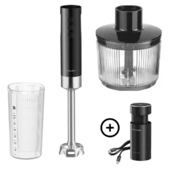 ZWILLING Kit de démarrage pour mixeur plongeant sans fil avec batterie et hachoir, 5-pcs, noir Best