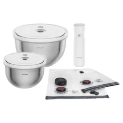 ZWILLING Kit de démarrage sous vide, Acier inoxydable / M/L, 9-pcs, Blanc argenté Clearance