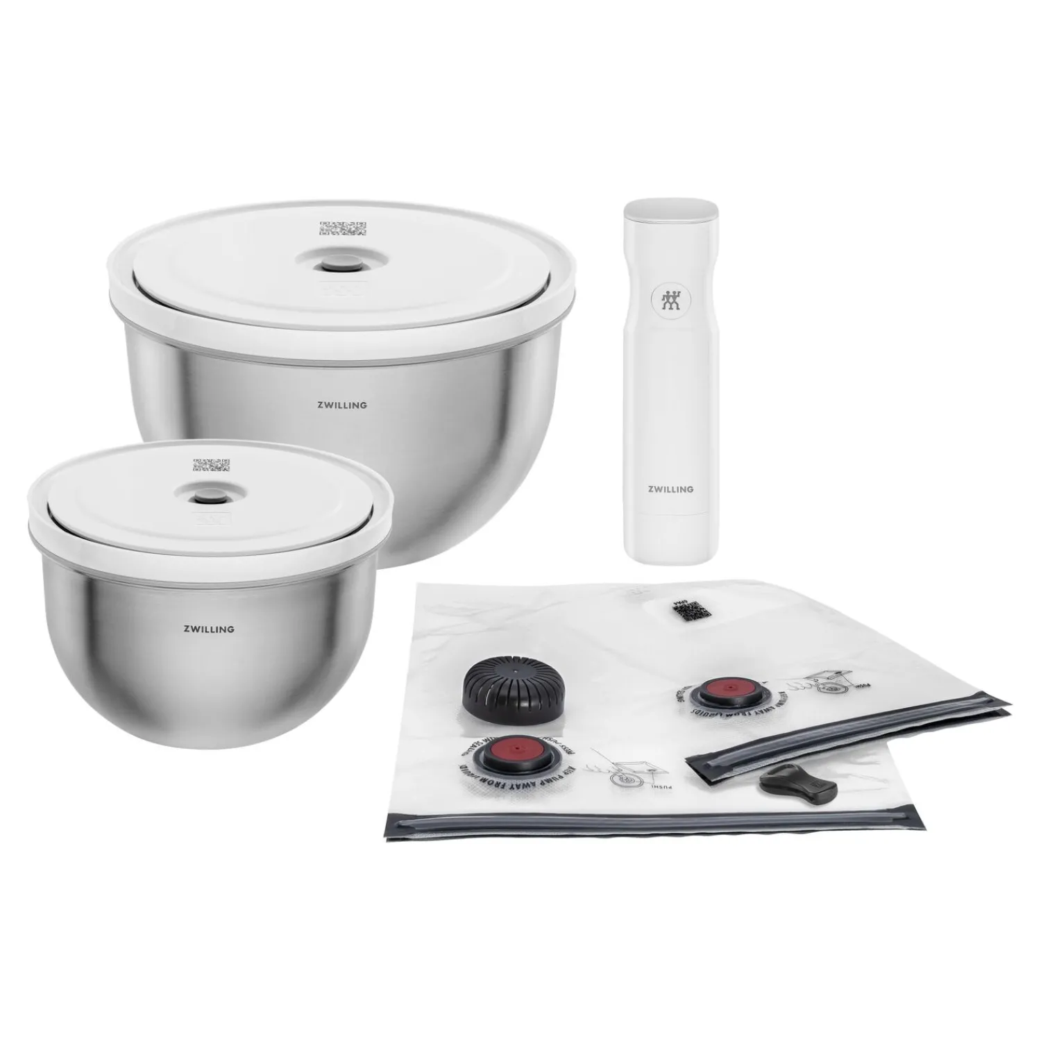ZWILLING Kit de démarrage sous vide, Acier inoxydable / M/L, 9-pcs, Blanc argenté Clearance