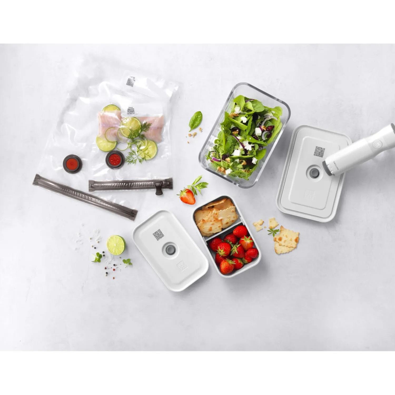 ZWILLING Kit de démarrage sous vide, Mélange / Verre L/lunch box M, 7-pcs, Blanc Hot
