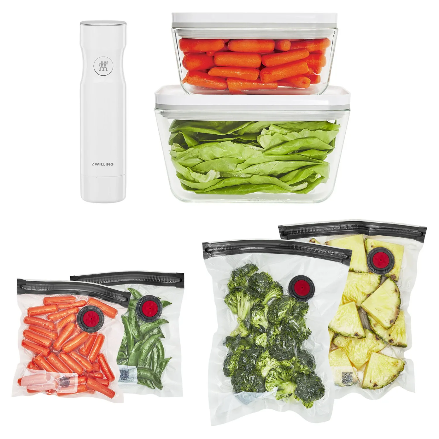 ZWILLING Kit de démarrage sous vide, Verre / M/L, 7-pcs, Blanc Online