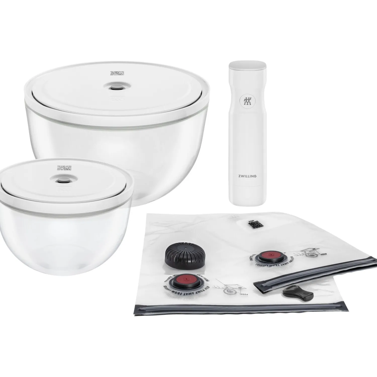 ZWILLING Kit de démarrage sous vide, Verre / M/L, 9-pcs, transparent-blanc Clearance