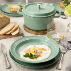 Staub Lot de assiettes plates, 6-pcs. /24 cm, sauge, Céramique