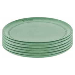 Staub Lot de assiettes plates, 6-pcs. /22cm, sauge, Céramique Discount