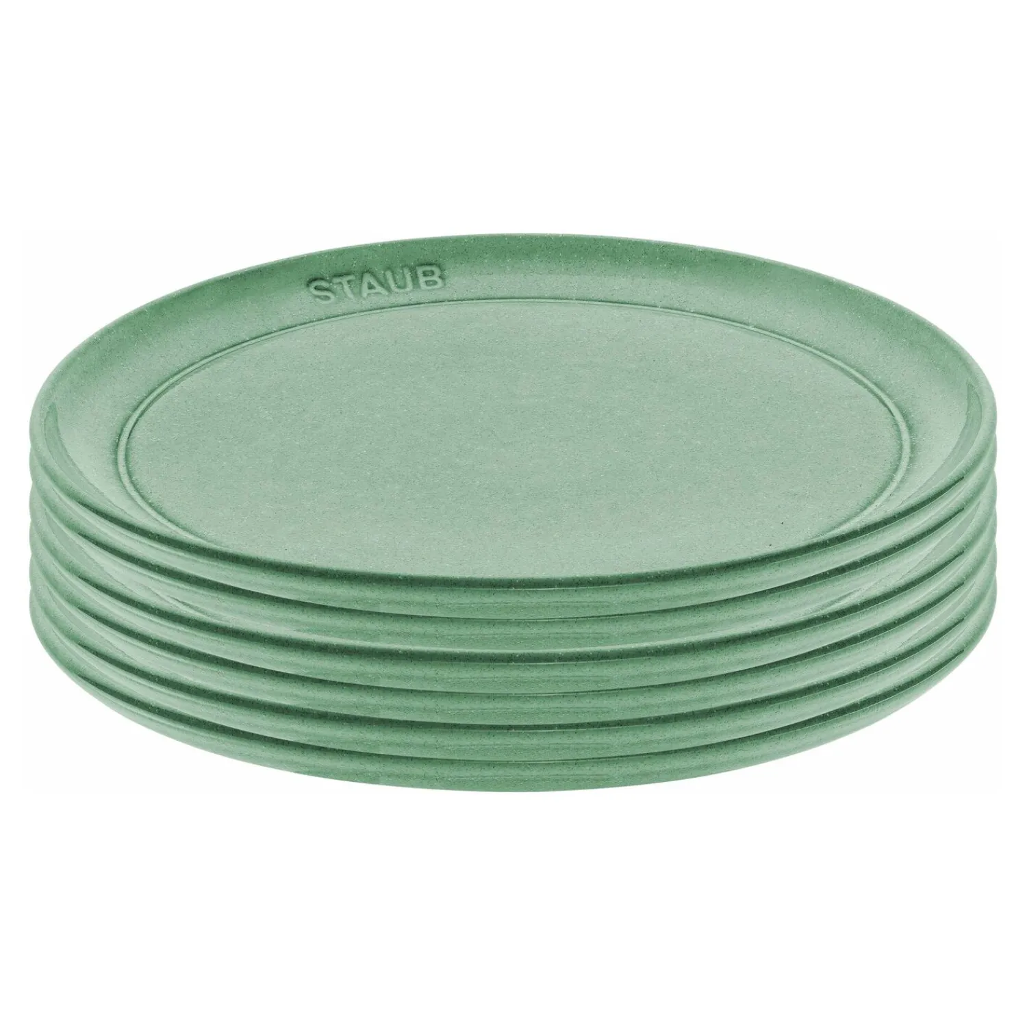 Staub Lot de assiettes plates, 6-pcs. /22cm, sauge, Céramique Discount