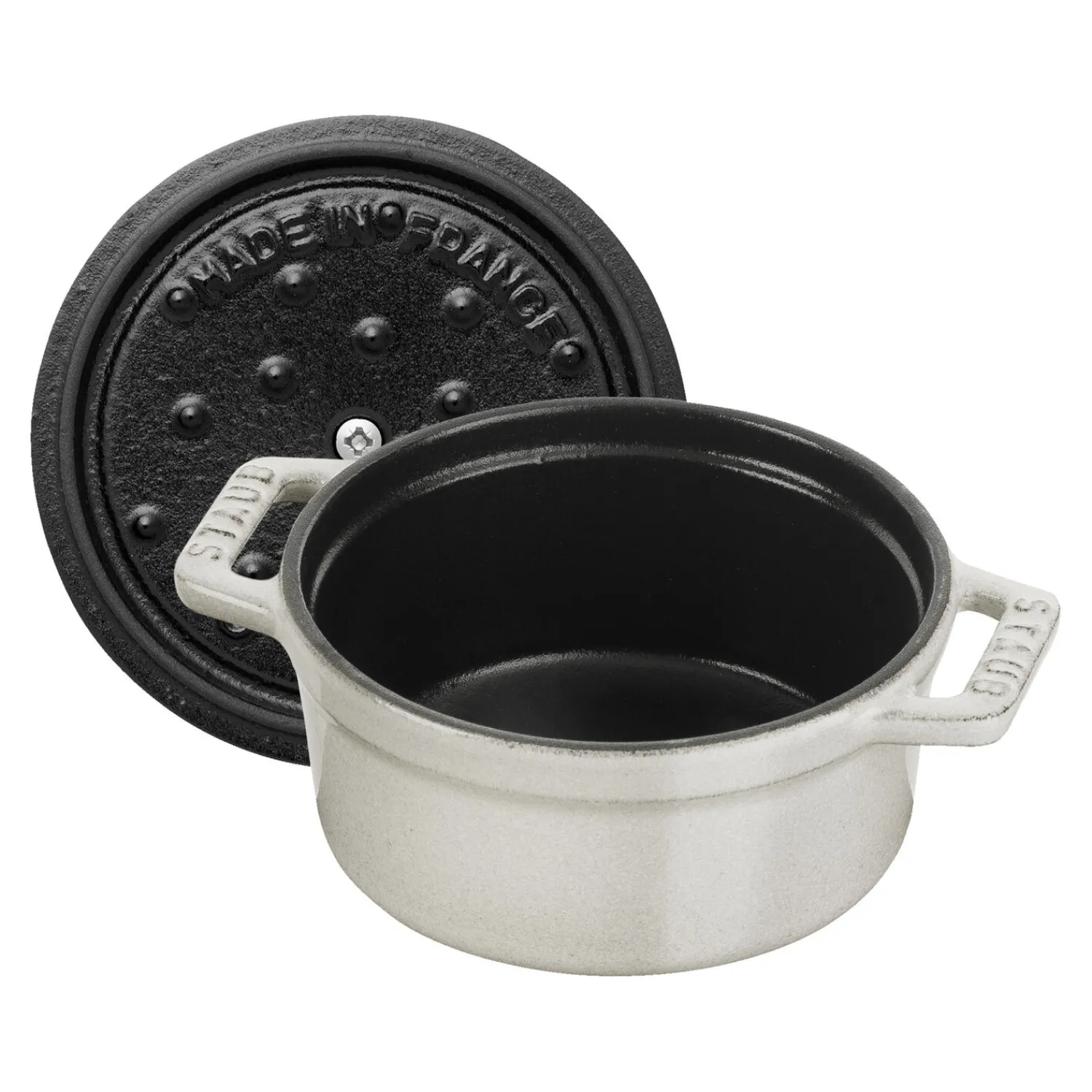 Staub Mini Cocotte 10 cm, Rond(e), , Fonte Truffe blanche Clearance