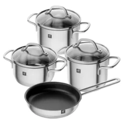 ZWILLING 4-pcs, Set de casseroles et poêles, Argent Outlet