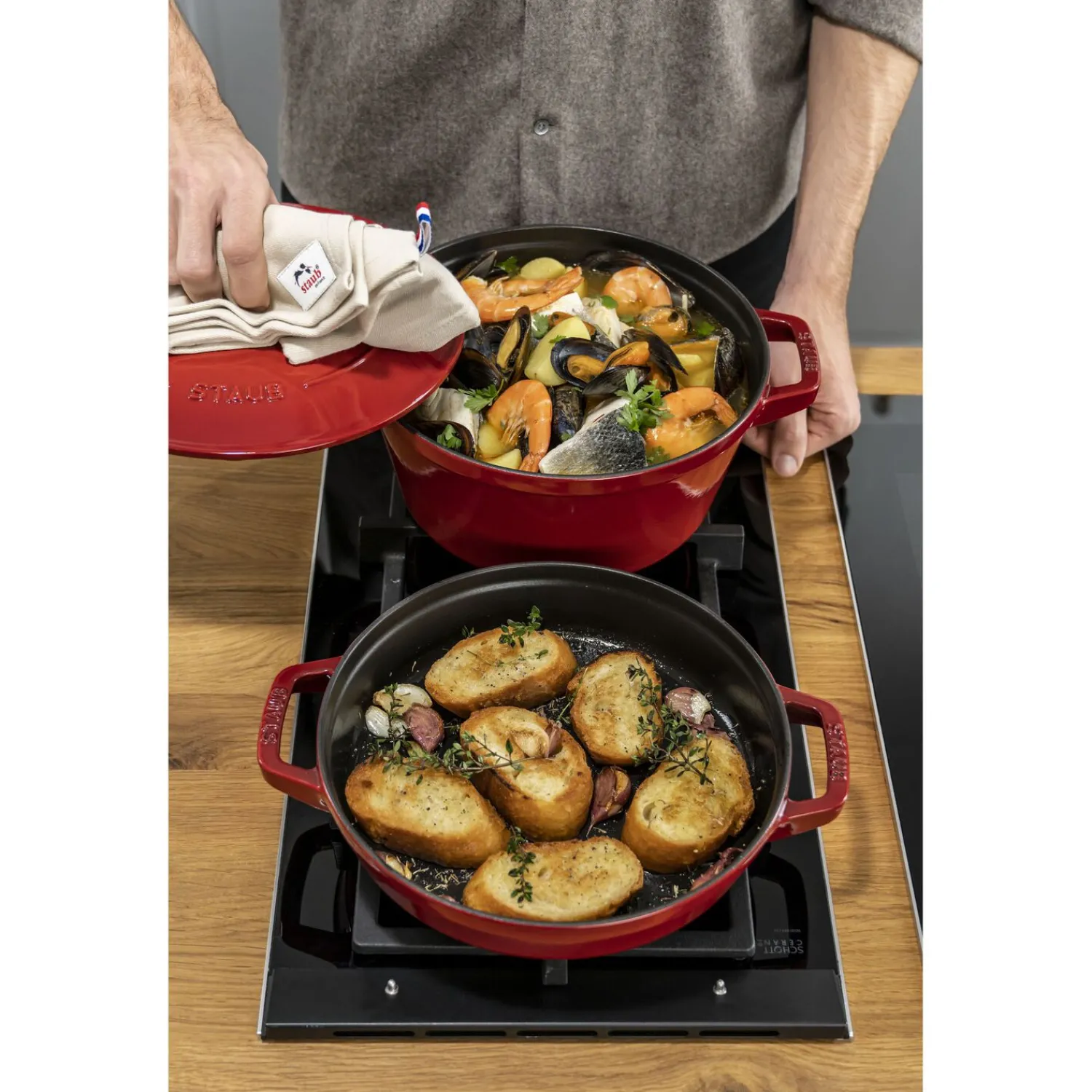 Staub 2-pcs, Set empilable, Cerise Sale