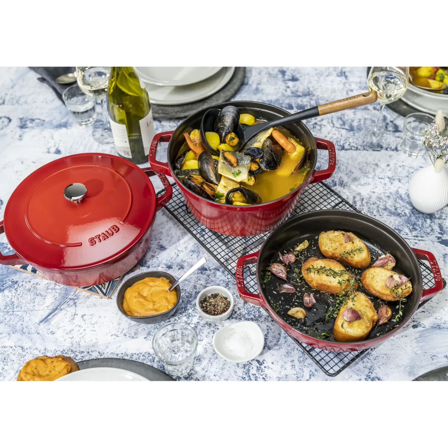 Staub 3-pcs, Set empilable, Cerise Clearance