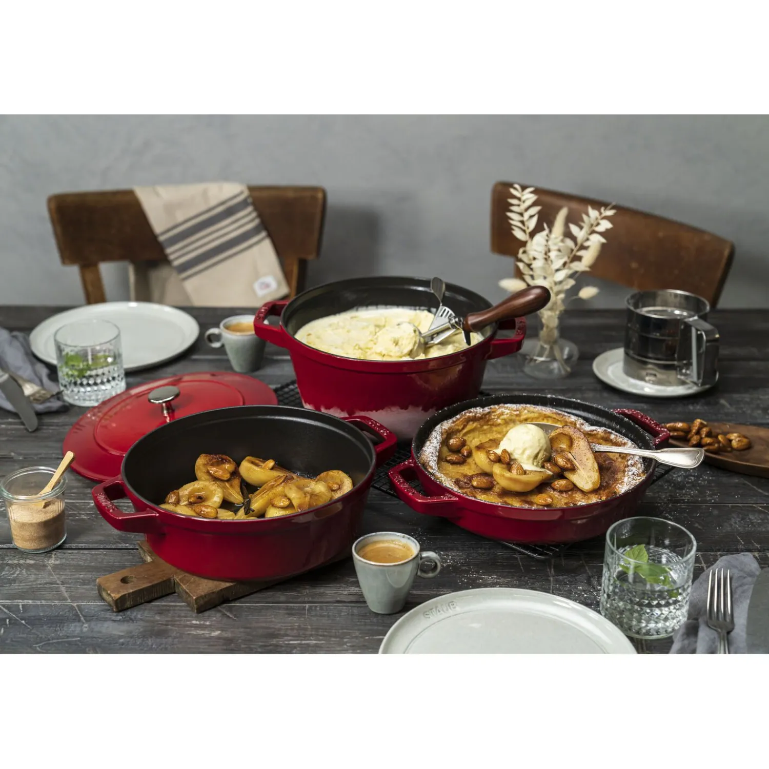 Staub 3-pcs, Set empilable, Cerise Clearance