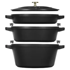 Staub 3-pcs, Set empilable, Noir mat Clearance