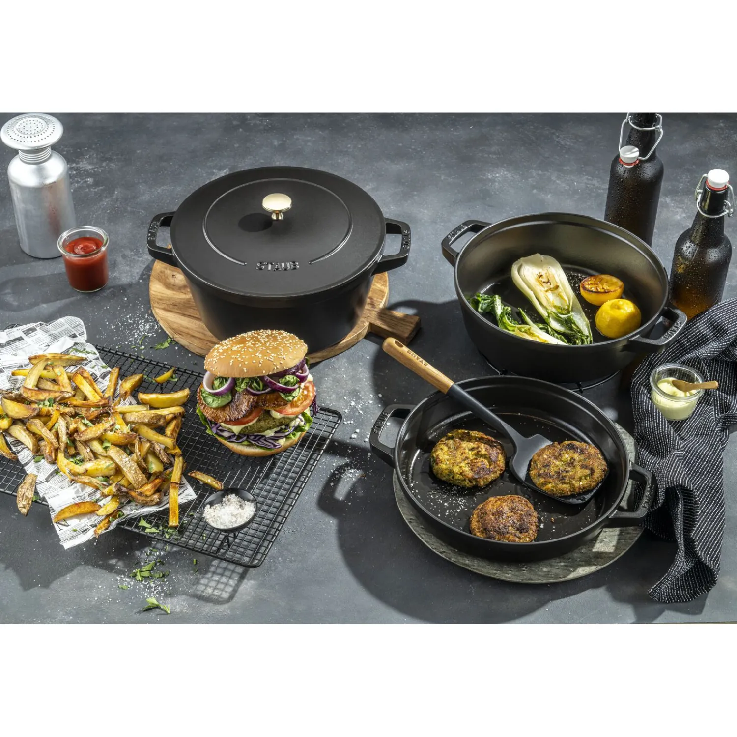 Staub 3-pcs, Set empilable, Noir mat Clearance