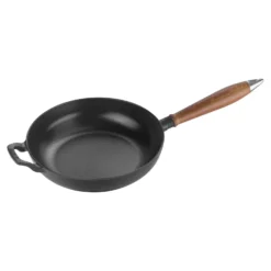 Staub Poêle avec poignée en bois 24 cm, Fonte, Noir mat Online