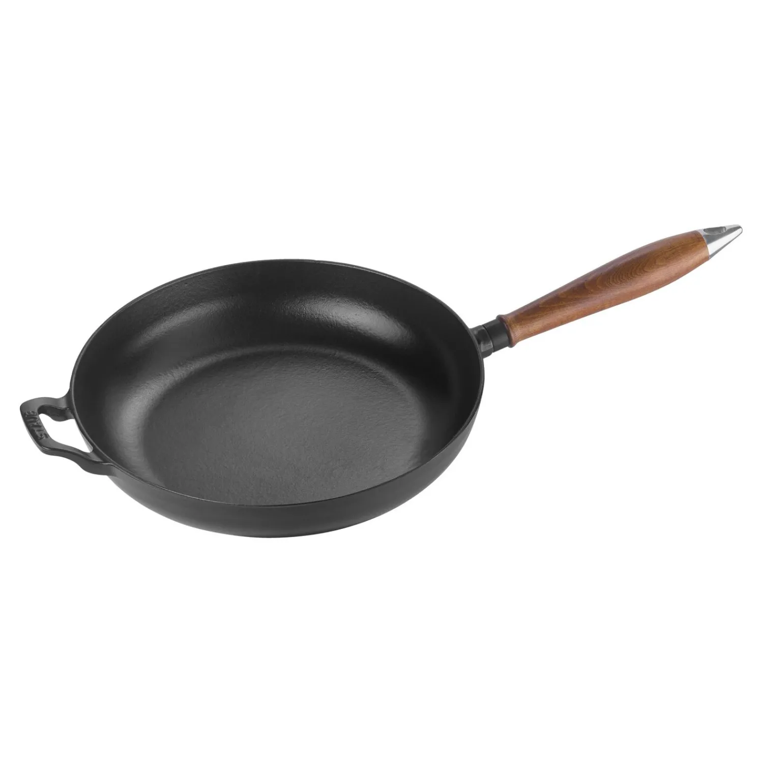 Staub Poêle avec poignée en bois 28 cm, Fonte, Noir mat Clearance