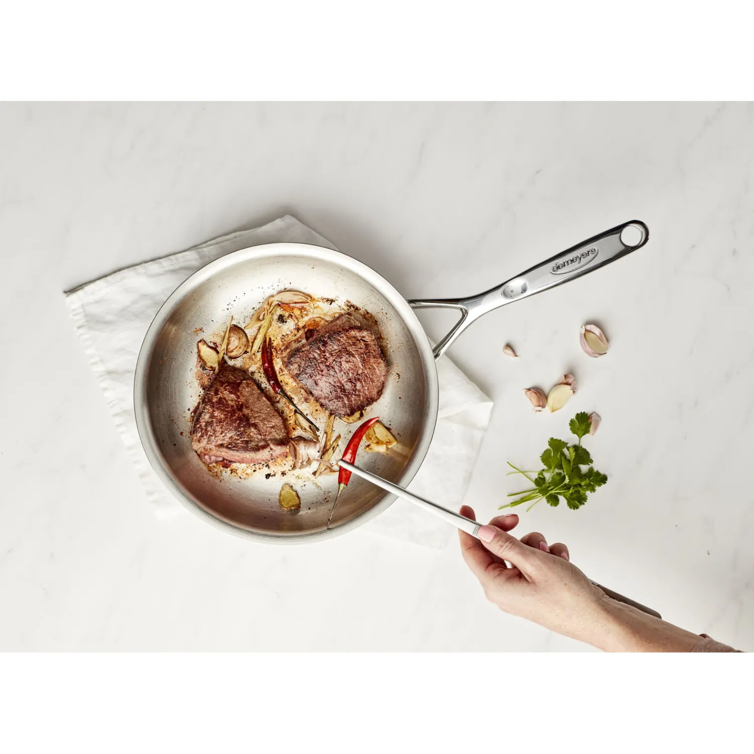 Demeyere Poêle 24 cm, Inox 18/10, Argent Discount