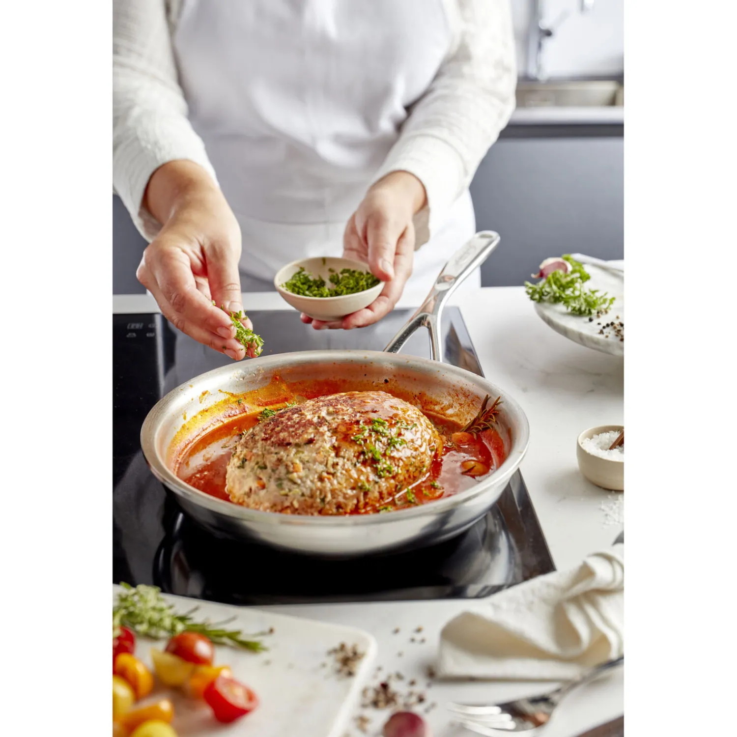 Demeyere Poêle 24 cm, Inox 18/10, Argent Discount