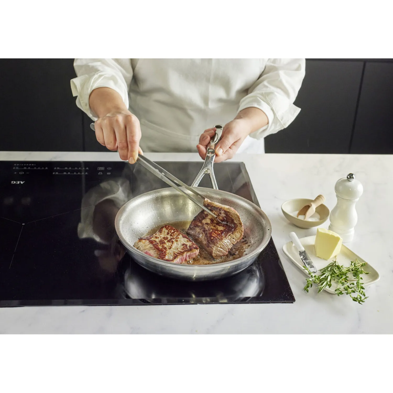 Demeyere Poêle 24 cm, Inox 18/10, Argent Discount