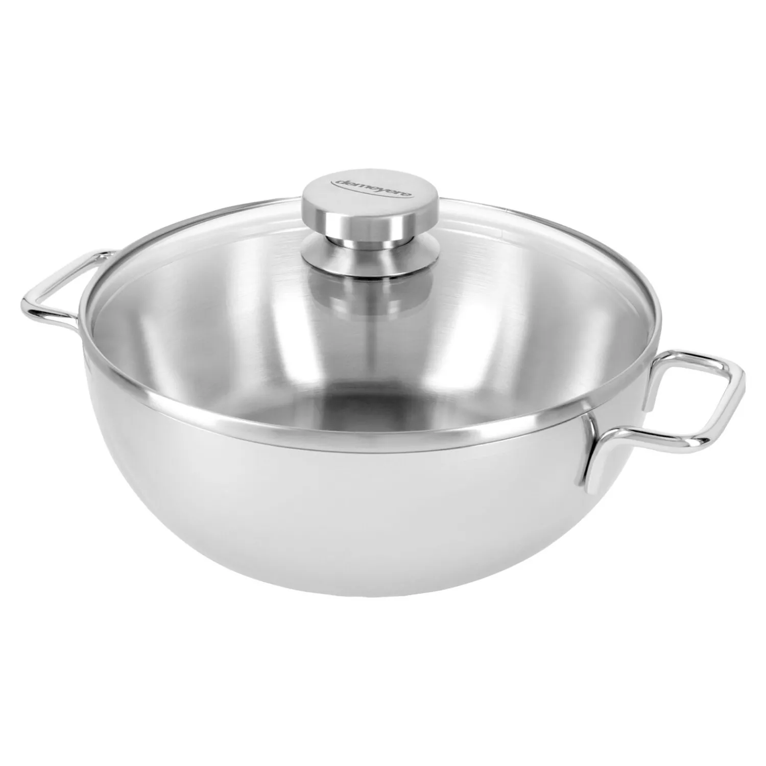 Demeyere Poêle de service avec couvercle en verre 24 cm, Inox 18/10 Discount