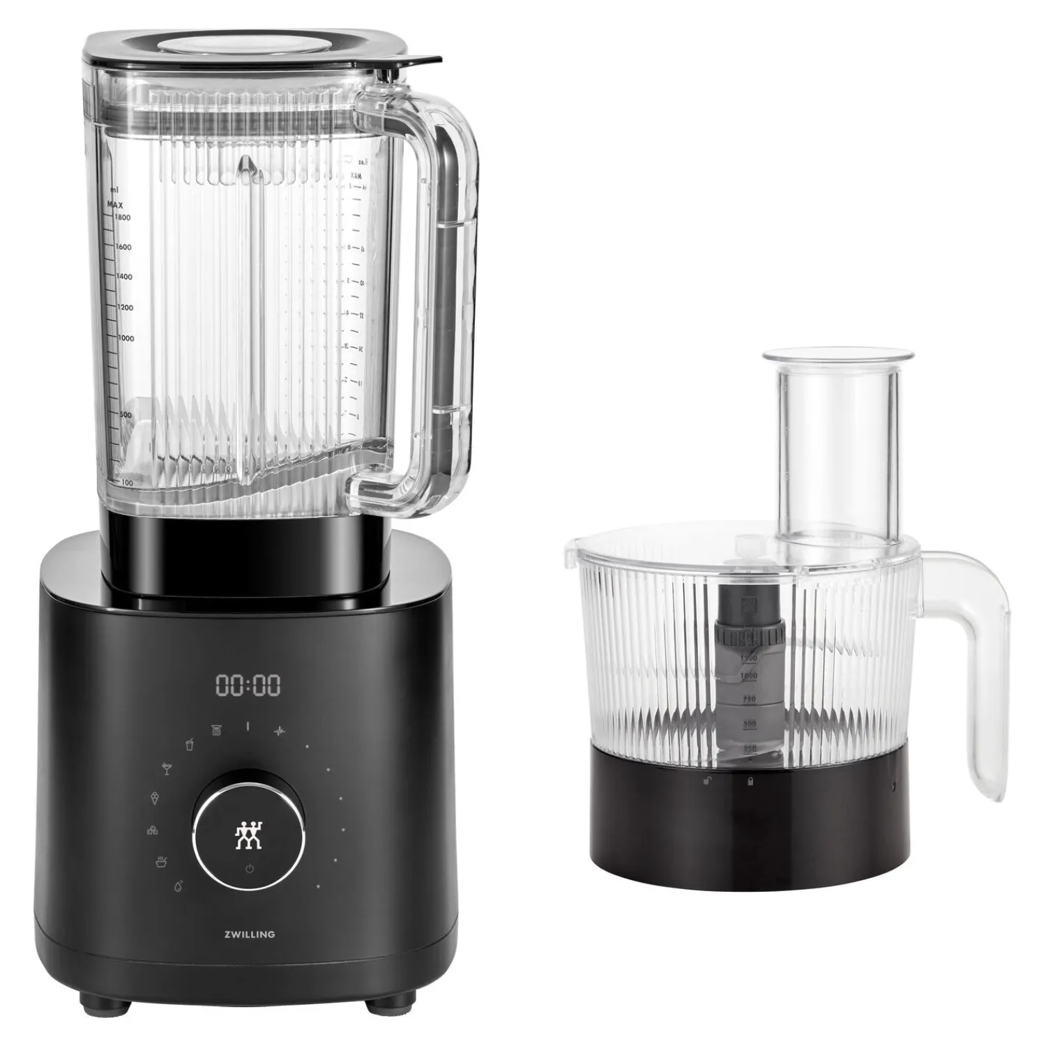 ZWILLING Power Blender Pro avec bol pour robot multifonction, 2-pcs. /1.8/1.2 l, noir mat, Plastique New