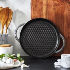 Staub Pure Gril 26 cm, Rond(e), , Fonte Gris graphite Best