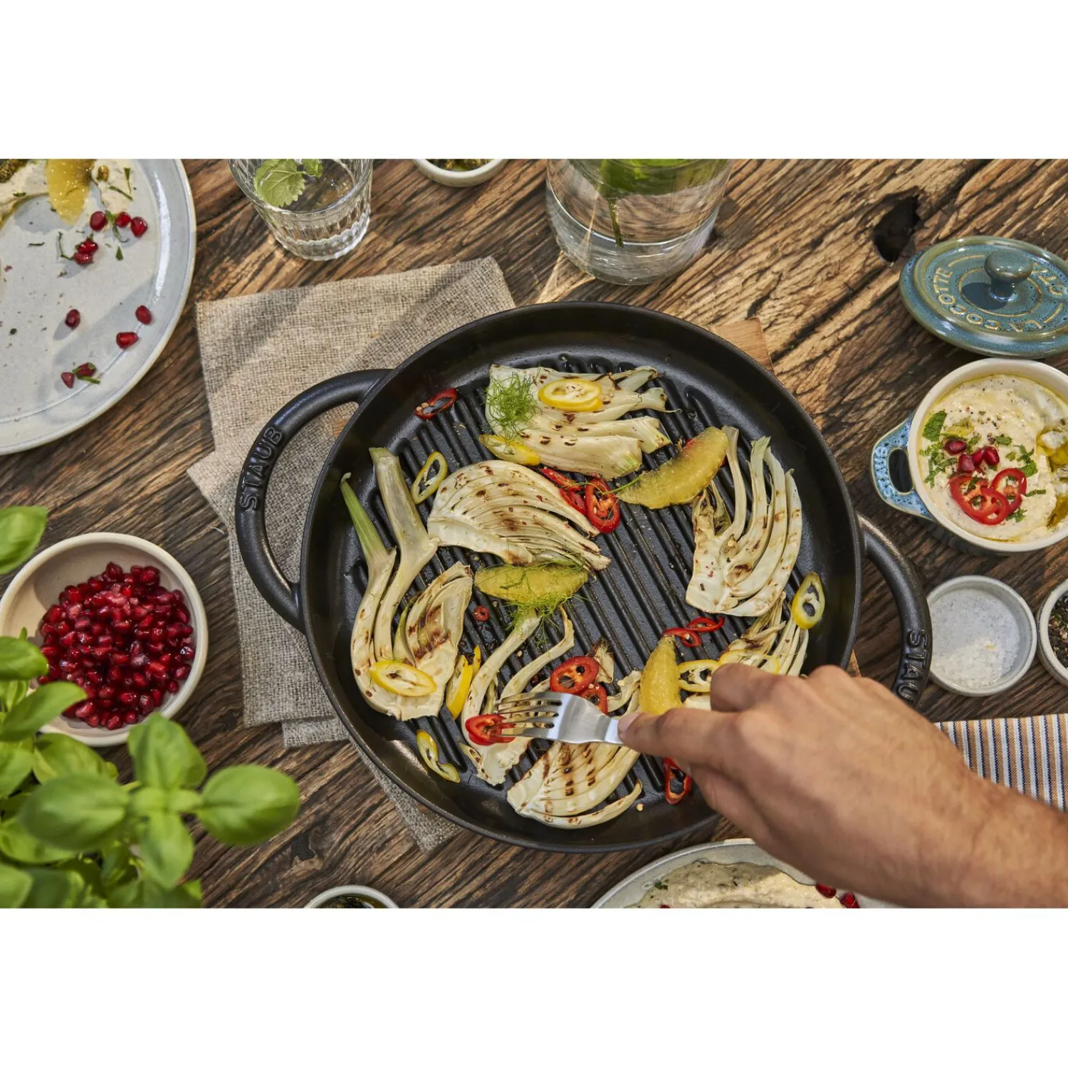 Staub Pure Gril 26 cm, Rond(e), , Fonte Noir mat Online