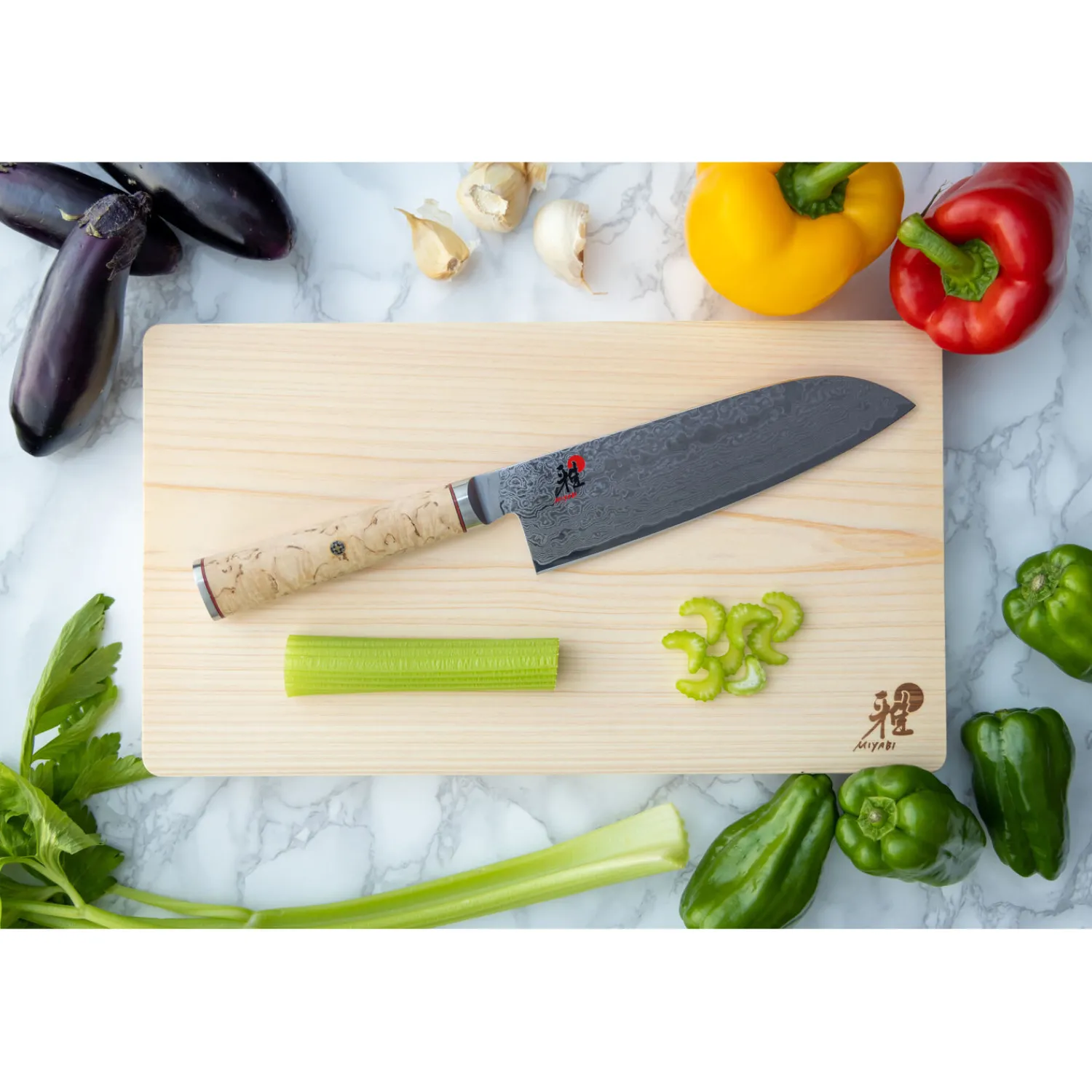 MIYABI Santoku 18 cm, Brun, Tranchant lisse Best
