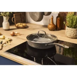 BALLARINI Sauteuse avec couvercle, 28 cm, Aluminium, Revêtement antiadhésif en céramique renforcée en titane Discount