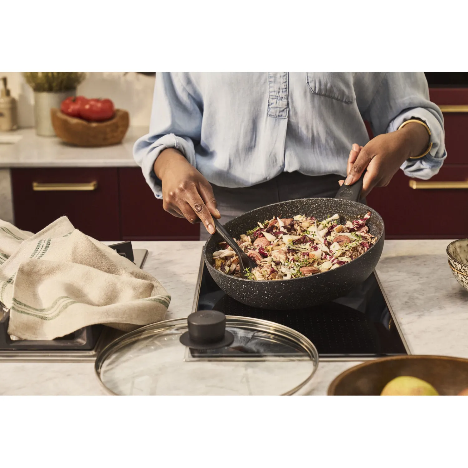BALLARINI Sauteuse avec couvercle, 28 cm, Aluminium, Revêtement antiadhésif en céramique Hot