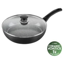 BALLARINI Sauteuse avec couvercle en verre, 28 cm, Aluminium, Revêtement antiadhésif en céramique Best