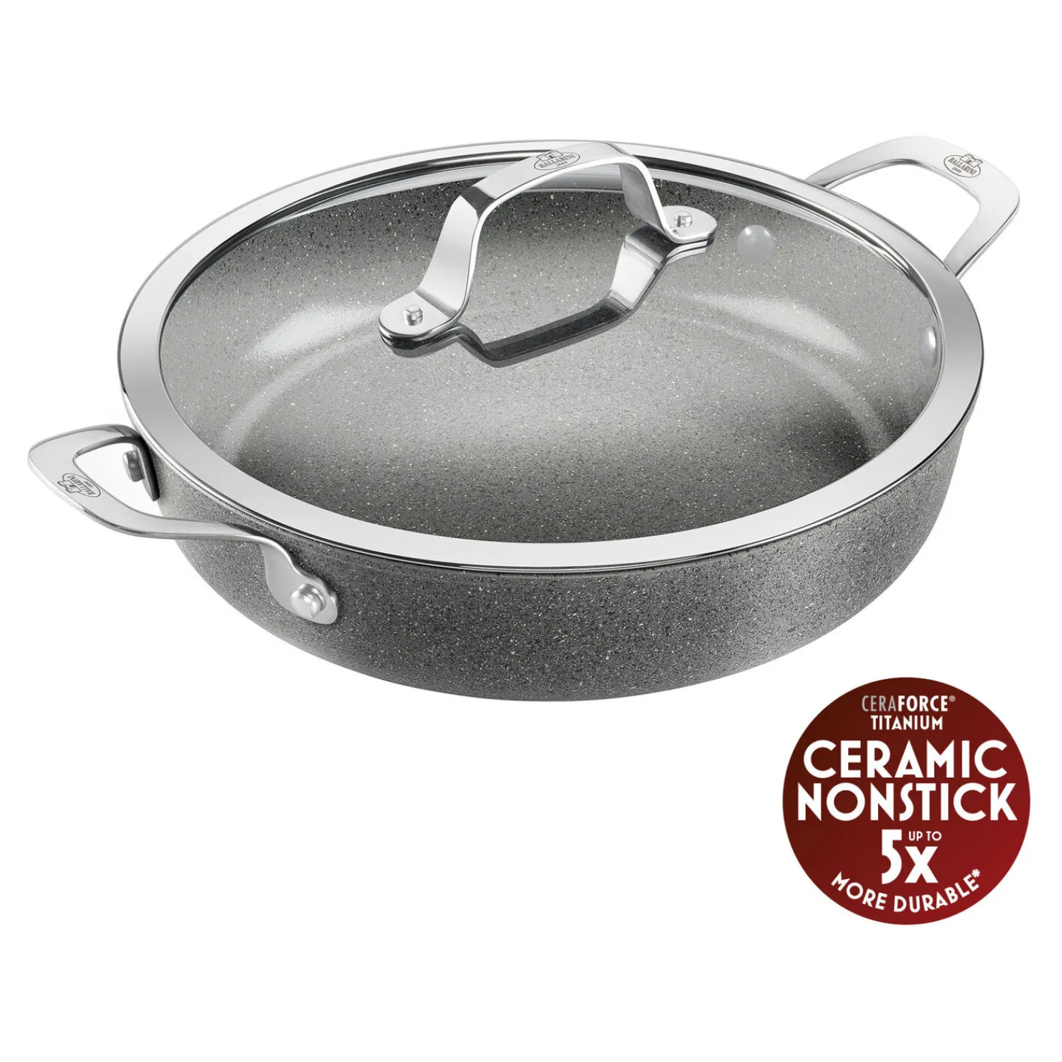 BALLARINI Sauteuse avec poignée avec couvercle, 28 cm, Aluminium, Revêtement antiadhésif en céramique renforcée en titane Online