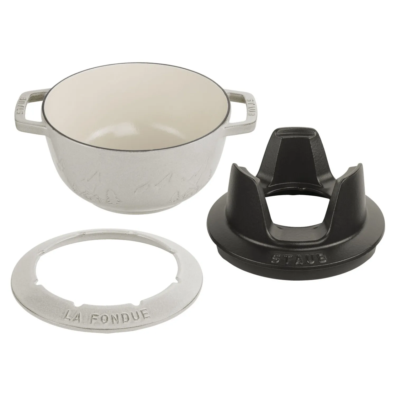 Staub Service à fondue montagne 20 cm, Truffe blanche Discount