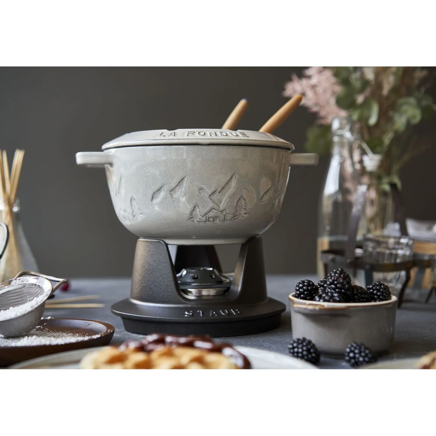 Staub Service à fondue montagne 20 cm, Truffe blanche Discount