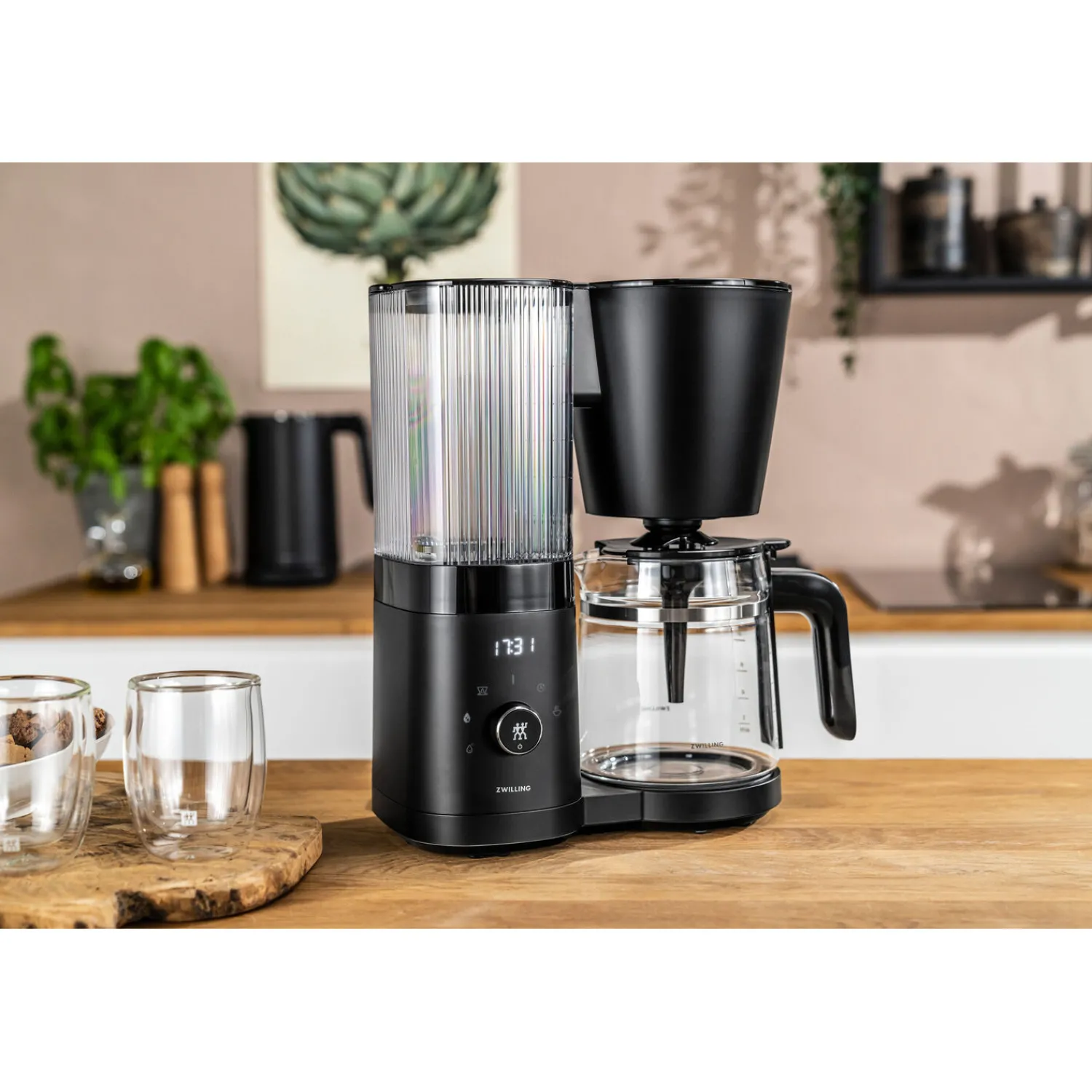 ZWILLING Set autour du café, 5-pcs. /200/400 ml/ 1.5 l, noir mat, Verre / Plastique Best