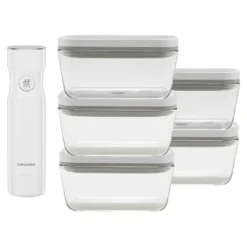 ZWILLING Set bo&icirc;tes sous-vide & pompe, 6-pcs. /M, gris / blanc, Verre / Plastique Hot