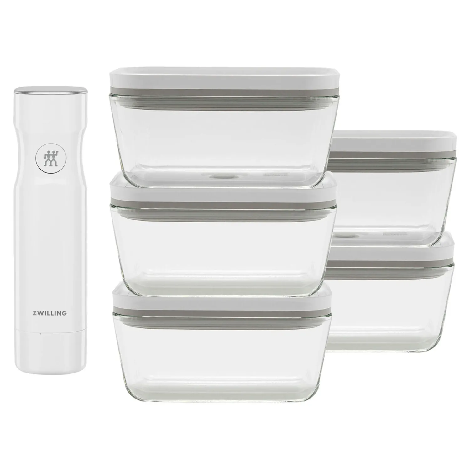 ZWILLING Set boîtes sous-vide & pompe, 6-pcs. /M, gris / blanc, Verre / Plastique Hot
