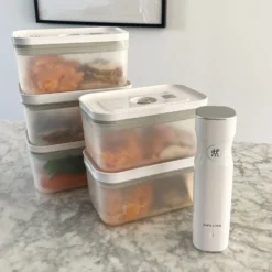 ZWILLING Set bo&icirc;tes sous-vide & pompe, 6-pcs. /M, semi transparent-gris / blanc, Plastique Outlet