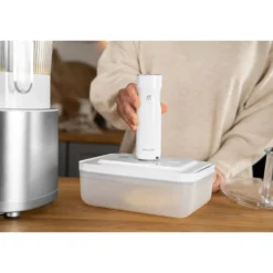 ZWILLING Set bo&icirc;tes sous-vide & pompe, 7-pcs. /L flat, semi transparent-gris / blanc, Plastique Outlet