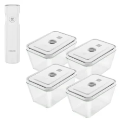 ZWILLING Set boîtes sous-vide & pompe, 5-pcs. /L, gris / blanc, Plastique / Verre Online