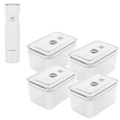 ZWILLING Set boîtes sous-vide & pompe, 5-pcs. /L, semi transparent-gris / blanc, Plastique Outlet