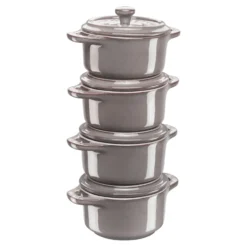 Staub Set cocottes 4-pcs, Rond(e), , Céramique Gris antique Online