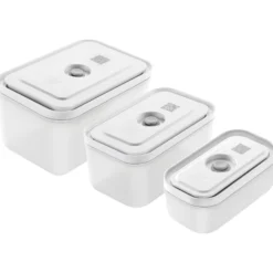 ZWILLING Set de boîtes sous vide, S/M/L / 3-pcs, Plastique, semi transparent-Gris New