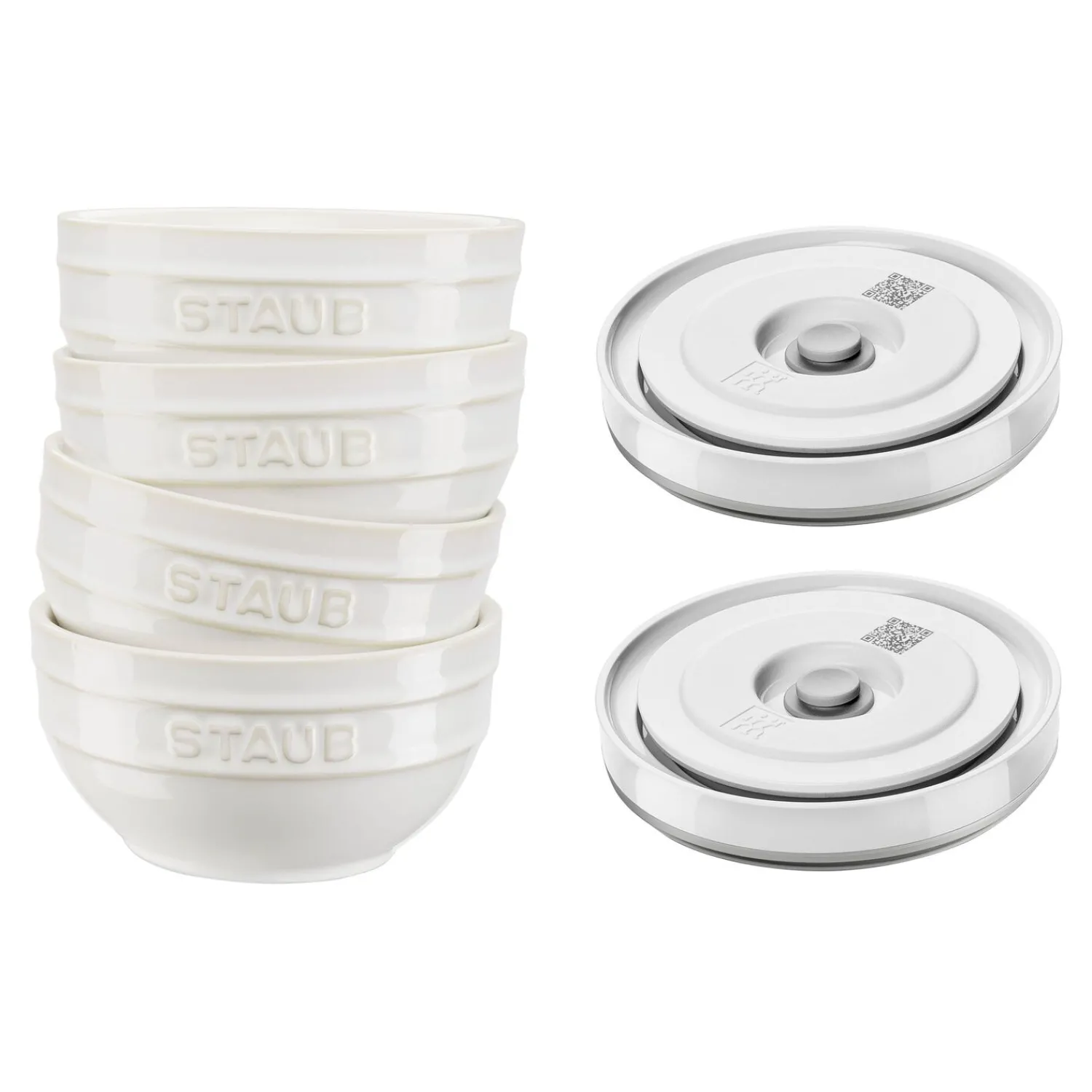 ZWILLING Set de bols avec couvercle / 6-pcs, 12cm /Blanc ivoire Discount