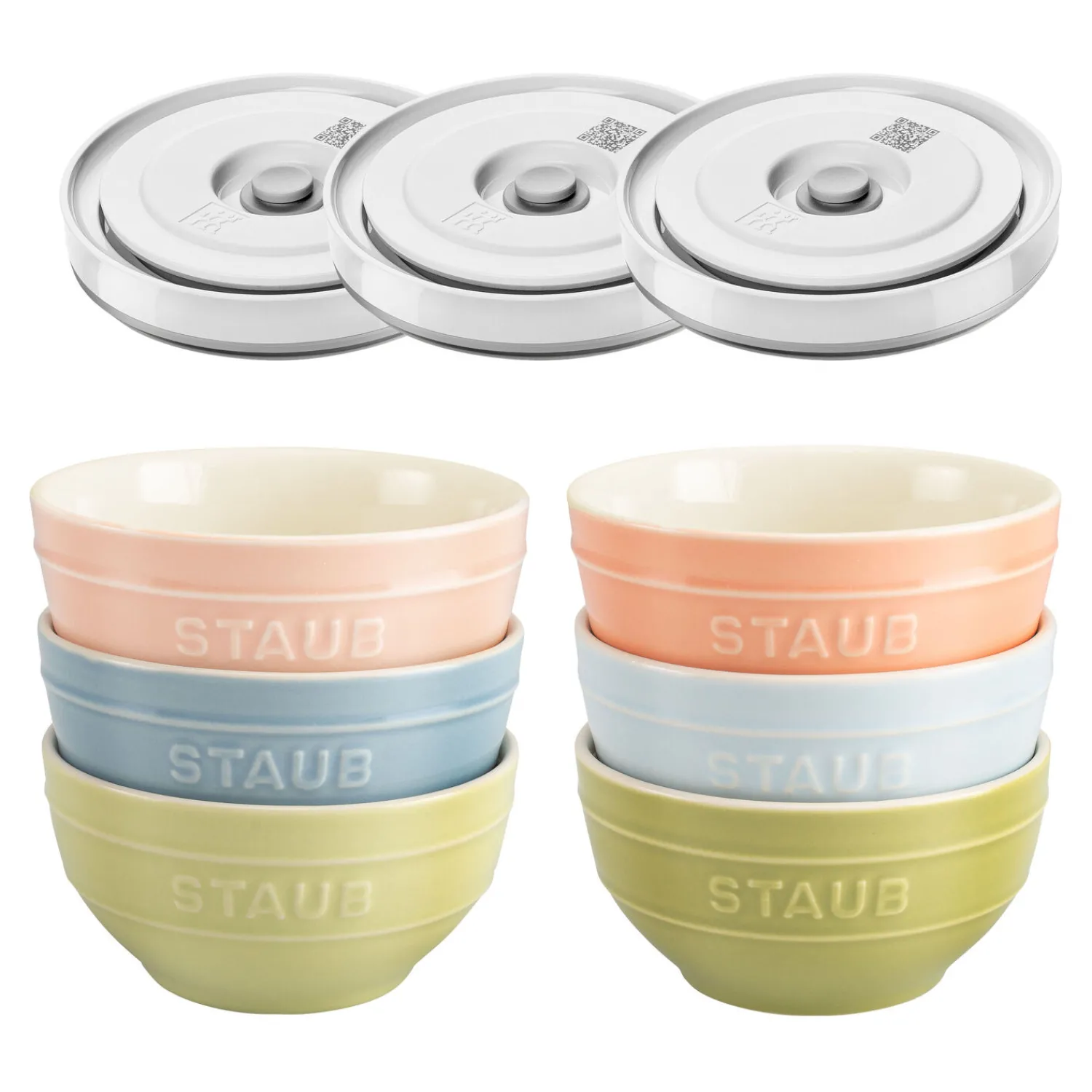 ZWILLING Set de bols avec couvercles sous vide, 9-pcs. /S/12 cm, couleurs mélangées, Céramique Online